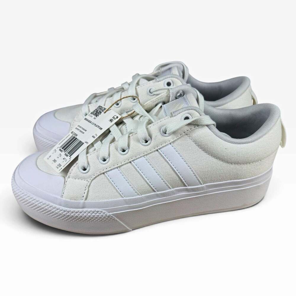 Size 9 - adidas Bravada 2.0 Platform Triple White Low Top Canvas IE2309